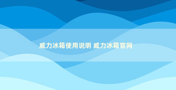 威力冰箱使用说明 威力冰箱官网